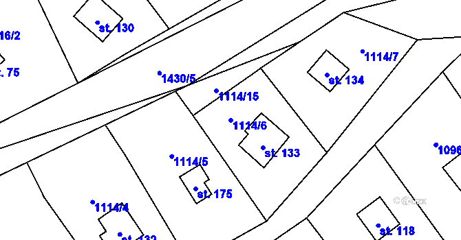 Parcela st. 1114/6 v KÚ Blaženice, Katastrální mapa