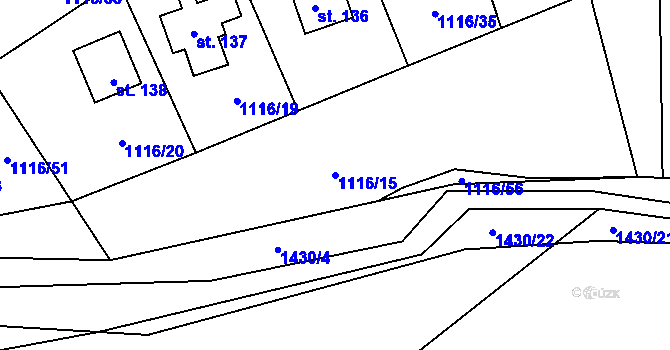 Parcela st. 1116/15 v KÚ Blaženice, Katastrální mapa