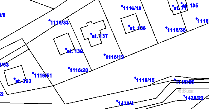 Parcela st. 1116/19 v KÚ Blaženice, Katastrální mapa