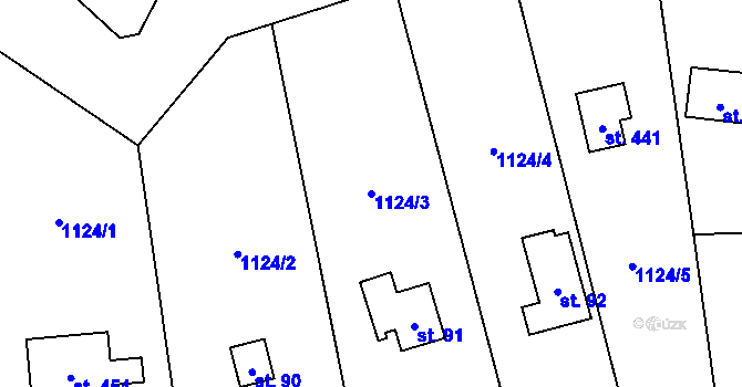 Parcela st. 1124/3 v KÚ Blaženice, Katastrální mapa