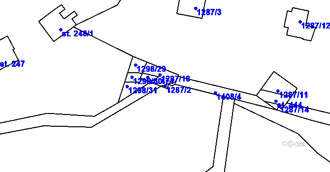 Parcela st. 1287/2 v KÚ Blaženice, Katastrální mapa