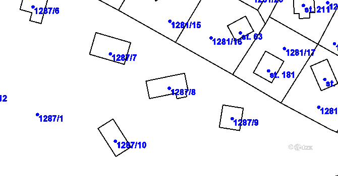 Parcela st. 1287/8 v KÚ Blaženice, Katastrální mapa
