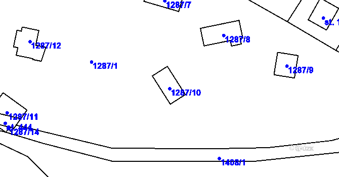 Parcela st. 1287/10 v KÚ Blaženice, Katastrální mapa