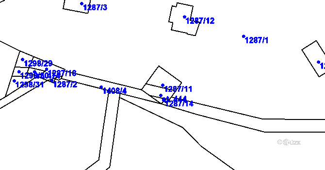 Parcela st. 1287/11 v KÚ Blaženice, Katastrální mapa