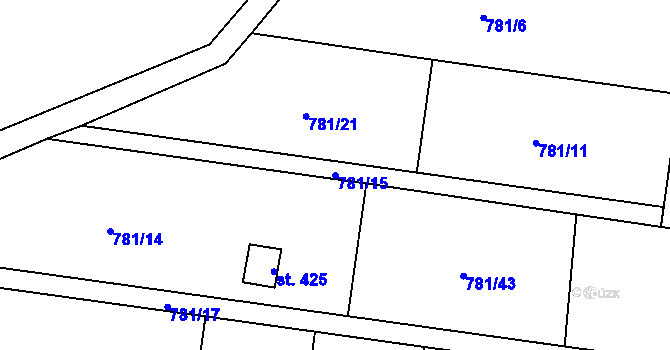 Parcela st. 781/15 v KÚ Blaženice, Katastrální mapa