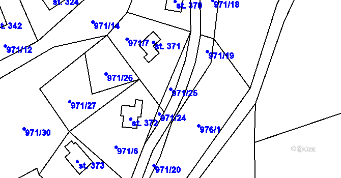 Parcela st. 971/25 v KÚ Blaženice, Katastrální mapa