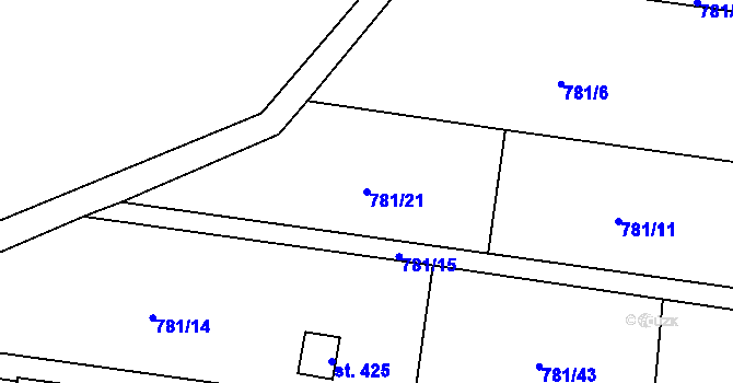 Parcela st. 781/21 v KÚ Blaženice, Katastrální mapa