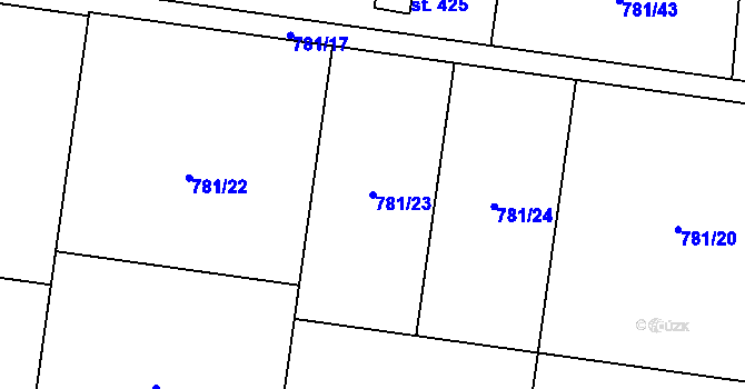 Parcela st. 781/23 v KÚ Blaženice, Katastrální mapa