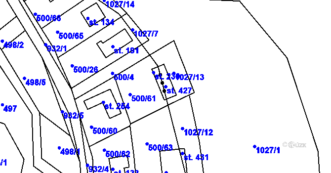 Parcela st. 427 v KÚ Blaženice, Katastrální mapa