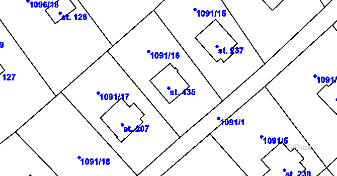 Parcela st. 435 v KÚ Blaženice, Katastrální mapa