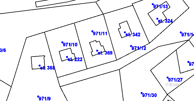 Parcela st. 369 v KÚ Blaženice, Katastrální mapa