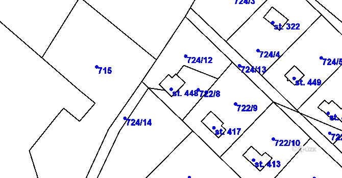 Parcela st. 448 v KÚ Blaženice, Katastrální mapa