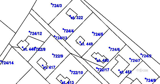 Parcela st. 449 v KÚ Blaženice, Katastrální mapa