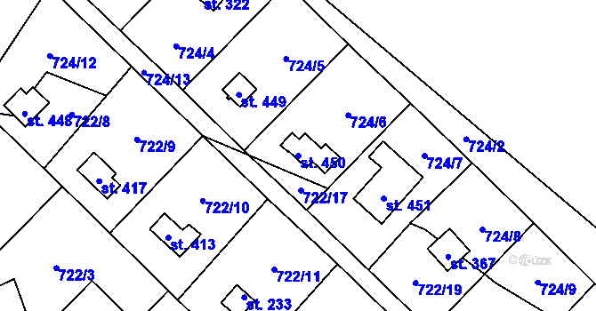 Parcela st. 450 v KÚ Blaženice, Katastrální mapa
