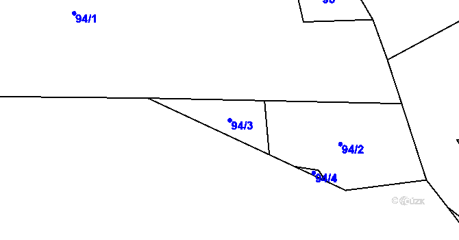 Parcela st. 94/3 v KÚ Blaženice, Katastrální mapa
