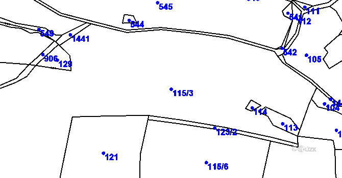 Parcela st. 115/3 v KÚ Blaženice, Katastrální mapa