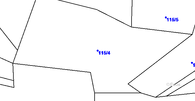 Parcela st. 115/4 v KÚ Blaženice, Katastrální mapa