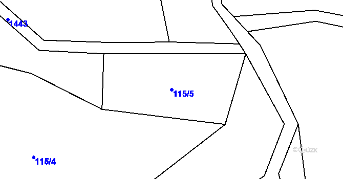 Parcela st. 115/5 v KÚ Blaženice, Katastrální mapa