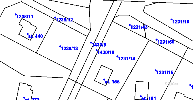 Parcela st. 1430/19 v KÚ Blaženice, Katastrální mapa