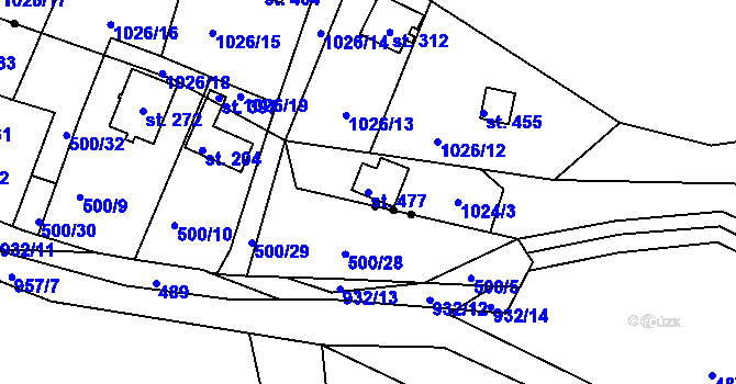 Parcela st. 477 v KÚ Blaženice, Katastrální mapa