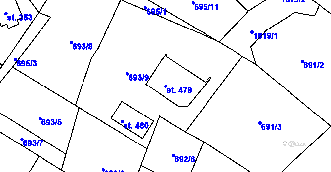 Parcela st. 479 v KÚ Blaženice, Katastrální mapa
