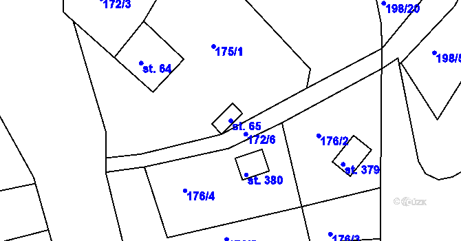 Parcela st. 65 v KÚ Rabyně, Katastrální mapa