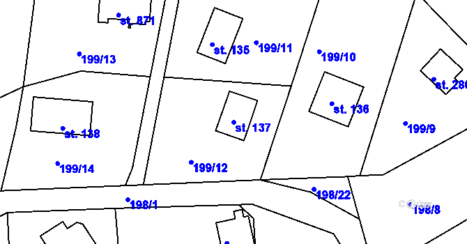 Parcela st. 137 v KÚ Rabyně, Katastrální mapa