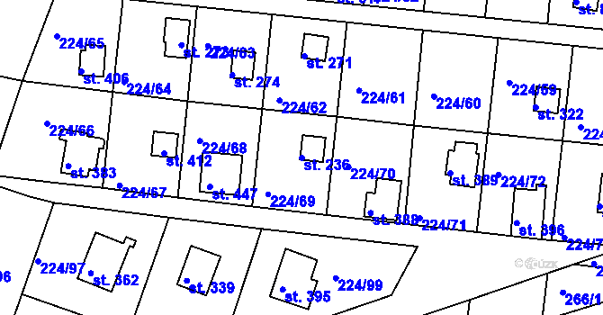 Parcela st. 236 v KÚ Rabyně, Katastrální mapa