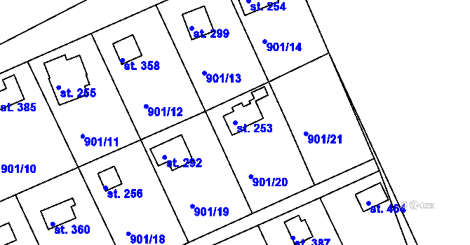 Parcela st. 253 v KÚ Rabyně, Katastrální mapa