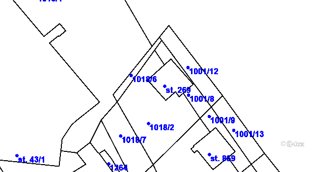 Parcela st. 269 v KÚ Rabyně, Katastrální mapa