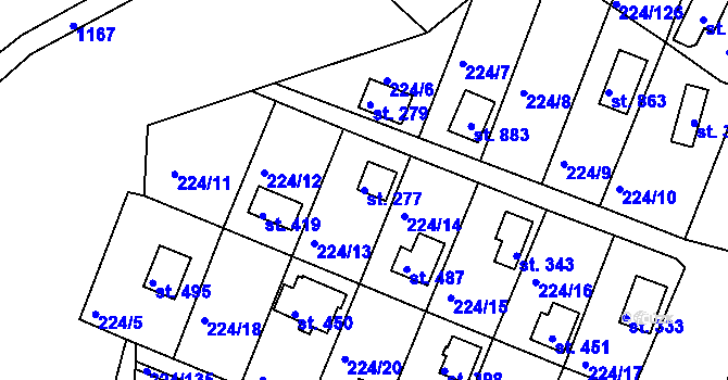 Parcela st. 277 v KÚ Rabyně, Katastrální mapa