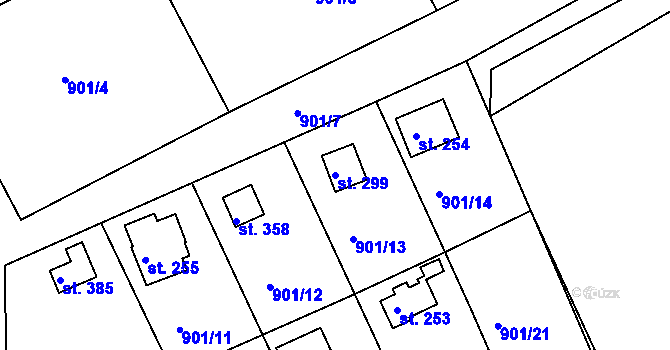 Parcela st. 299 v KÚ Rabyně, Katastrální mapa