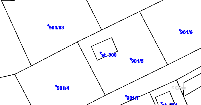 Parcela st. 300 v KÚ Rabyně, Katastrální mapa