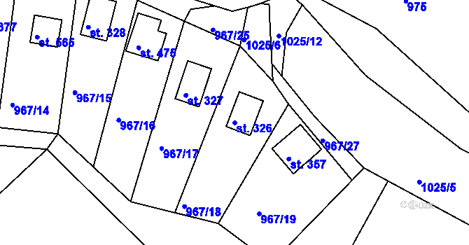 Parcela st. 326 v KÚ Rabyně, Katastrální mapa