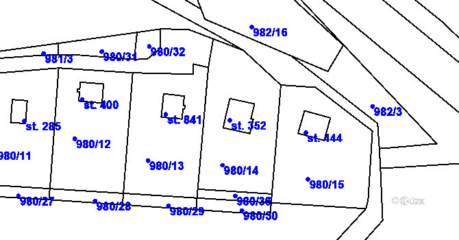 Parcela st. 352 v KÚ Rabyně, Katastrální mapa
