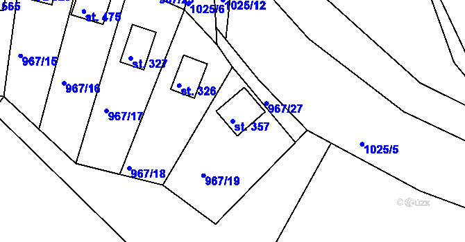 Parcela st. 357 v KÚ Rabyně, Katastrální mapa