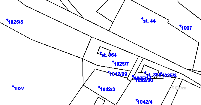 Parcela st. 364 v KÚ Rabyně, Katastrální mapa
