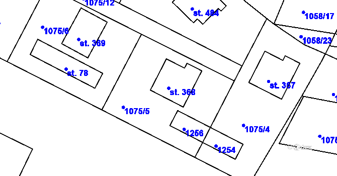 Parcela st. 368 v KÚ Rabyně, Katastrální mapa