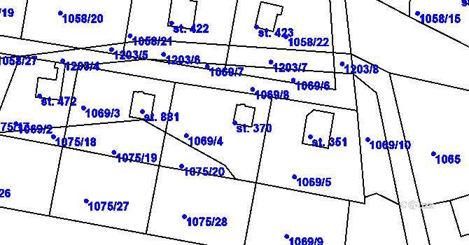 Parcela st. 370 v KÚ Rabyně, Katastrální mapa