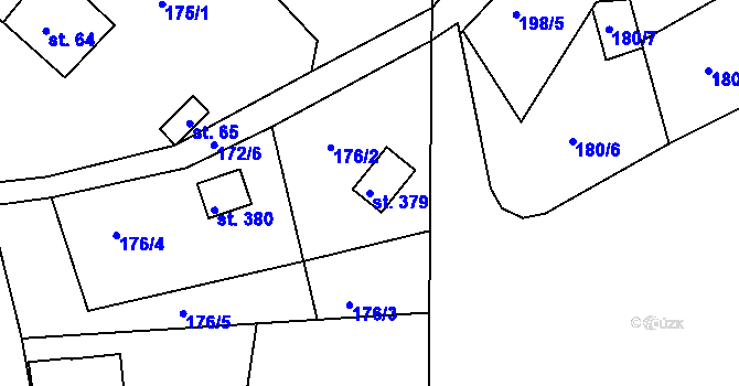 Parcela st. 379 v KÚ Rabyně, Katastrální mapa