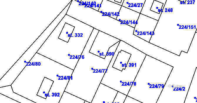 Parcela st. 390 v KÚ Rabyně, Katastrální mapa