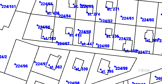 Parcela st. 447 v KÚ Rabyně, Katastrální mapa