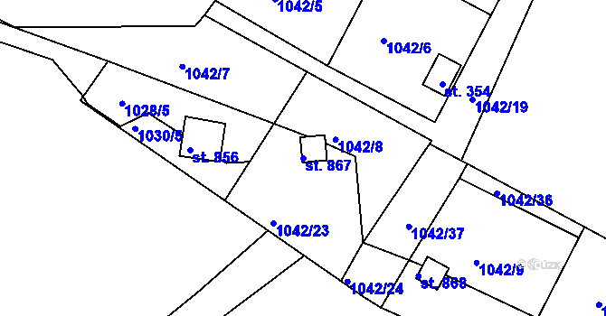 Parcela st. 867 v KÚ Rabyně, Katastrální mapa