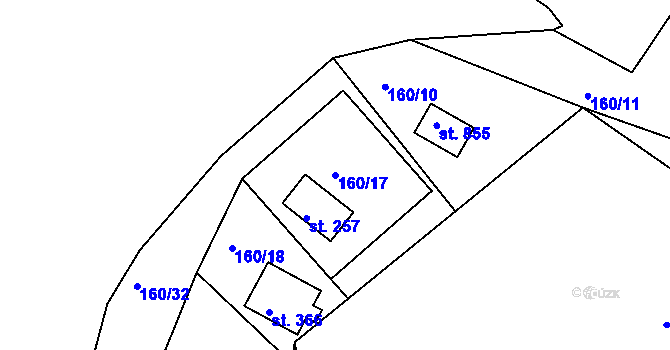 Parcela st. 160/17 v KÚ Rabyně, Katastrální mapa