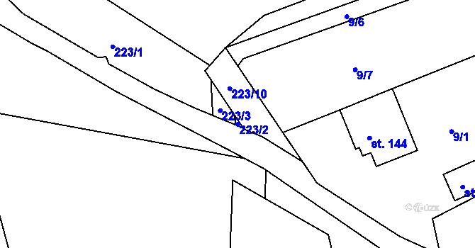 Parcela st. 223/2 v KÚ Rabyně, Katastrální mapa