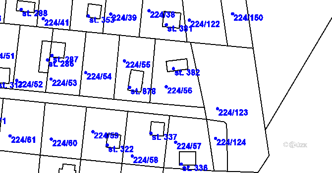 Parcela st. 224/56 v KÚ Rabyně, Katastrální mapa
