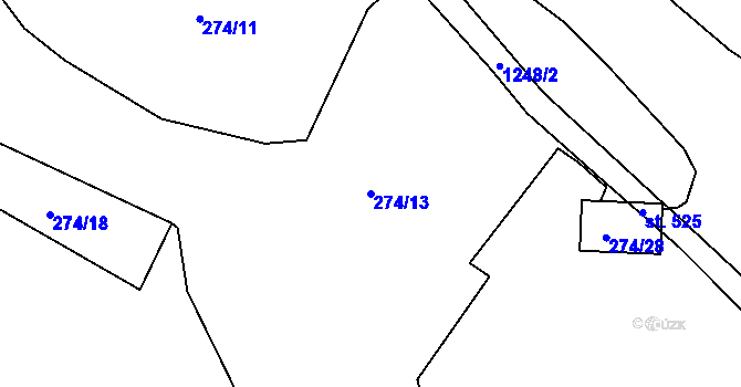 Parcela st. 274/13 v KÚ Rabyně, Katastrální mapa