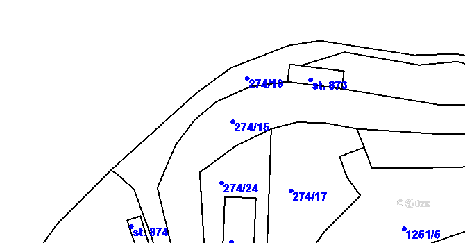Parcela st. 274/15 v KÚ Rabyně, Katastrální mapa