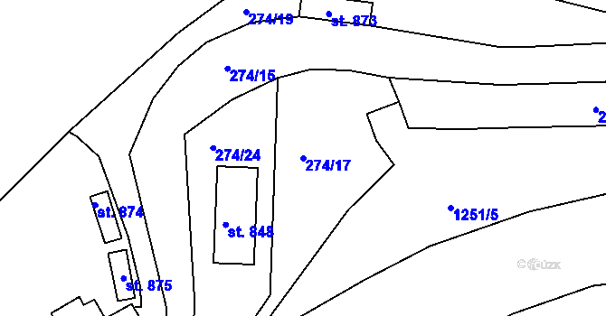 Parcela st. 274/17 v KÚ Rabyně, Katastrální mapa
