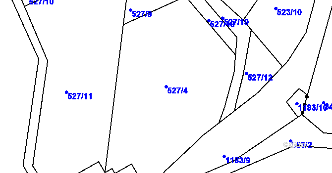 Parcela st. 527/4 v KÚ Rabyně, Katastrální mapa